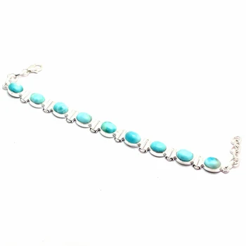 

Genuine Larimar Bracelet 925 Sterling Silver, Women Fine Jewelry Gift, 2SBR0163
