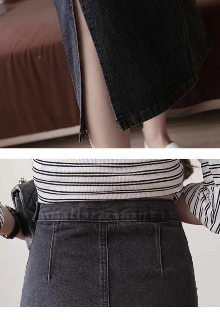 Джинсовая юбка с высокой талией облегающая миди для женщин лето 2019 Новое