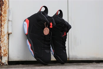 

Nike-Air Jordan 6 Sports and Outdoor Shoes for Men and Women, Unisex, Black, Casual Sneakers