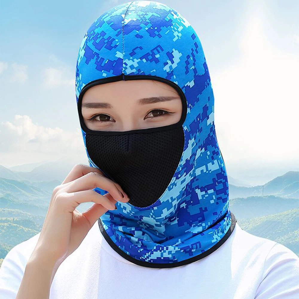 camouflage blue Шапочка для верховой езды маска на лицо портативная практичная камуфляжная молочная сетчатая пряжа шарф альпиниста велосипед ветрозащитная тепло - Цвет: camouflage blue
