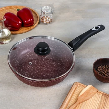 

Frying pan "Chocolate", 24 x 6.5 cm, removable handle, glass lid