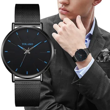 

YOLAKO Fashion Men's Casual Quartz Stainless Steel Band Newv Strap Watch Analog Wrist Watch Relogio Masculino