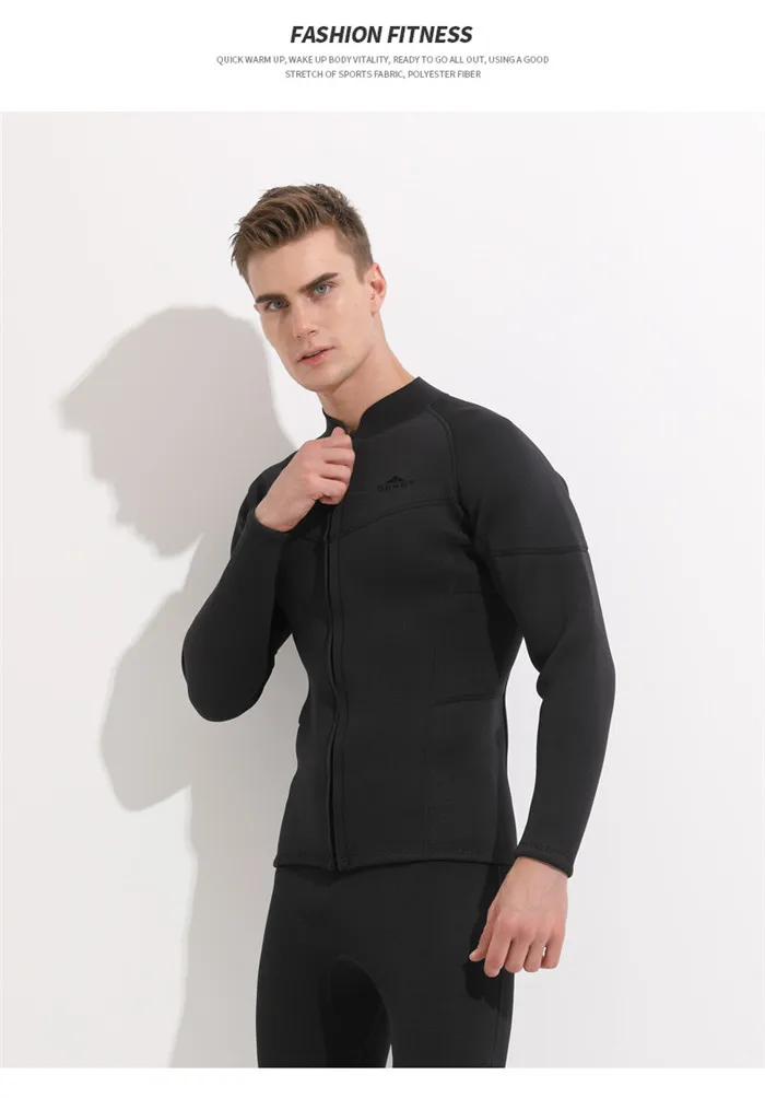 3 мм wetsuit куртка для мужчин с длинными рукавами из неопрена спереди на молнии для серфинга зимняя куртка для плавания теплая для Серфинга Размер xxxL