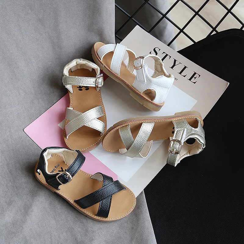 여아용 여름 샌들, 야외 소프트 크로스 샌들 슬리퍼, 어린이 신발