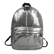 Женский рюкзак, женский рюкзак для путешествий, водонепроницаемый нейлоновый глянцевый школьный рюкзак для девочек, отражающая Серебряная сумка, mochilas mujer B162