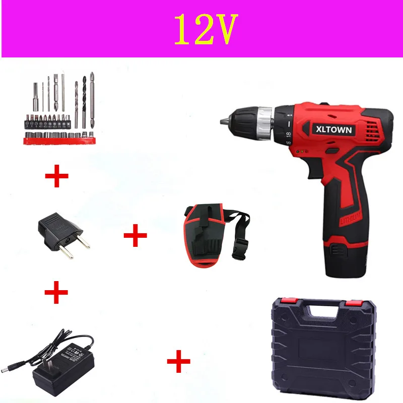 12V C XLTOWN 21 в электрическая отвертка перезаряжаемая двухскоростная электрическая отвертка Беспроводная многофункциональная ручная дрель электроинструменты - Цвет: 12V C