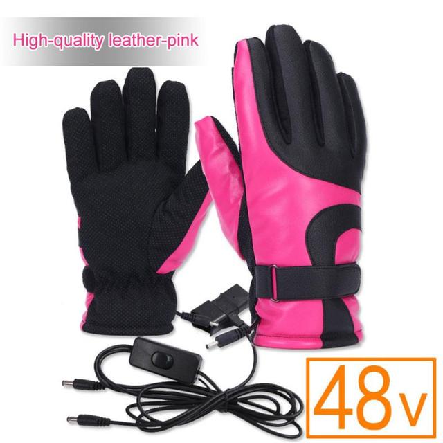 USB Rechargeable Heated Gloves Waterproof Outdoor Scooter Riding Motorcycle Skiing Warm Gloves Winter Electric Heated
