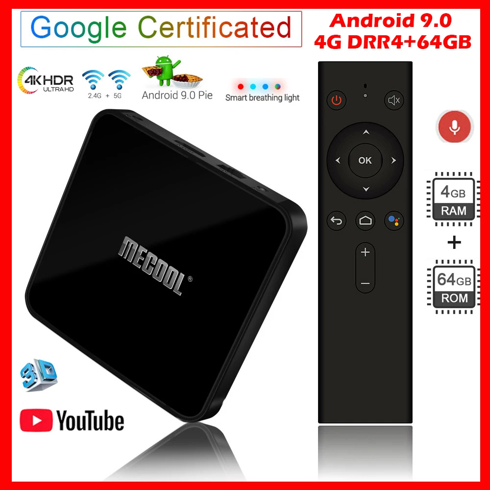 MECOOL KM3 Android 9,0 ТВ коробка 4 Гб DDR4 Оперативная память 64 Гб Встроенная память Google Сертифицированный Android ТВ коробка USB 3,0 set top tv Box 4 к HD медиа плеер