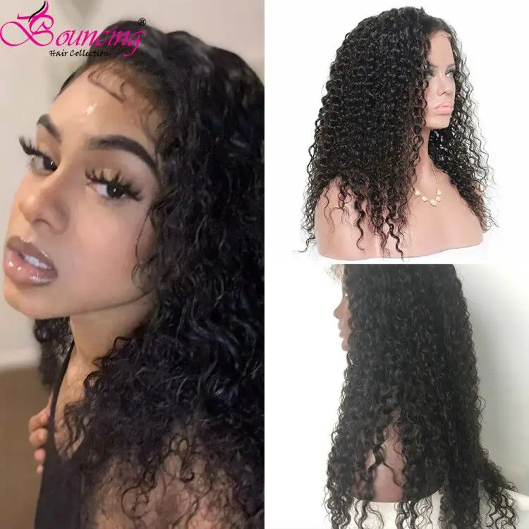 Бразильские волосы Jerry Curl предварительно выщипанные 13X4 кружевные передние
