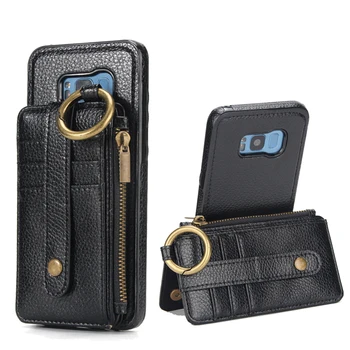 

For Samsung Galaxy S8 S9 Plus S7 Edge Leather Card Case Magnetic Flip Cover For J5 J7 Prime Luxury Zipper Wallet Phone Case