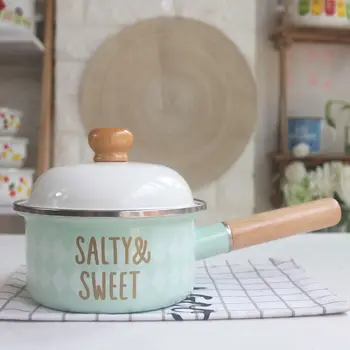 

Enamel Milk Pot 14cm16cm18cm Thick Single Pot 0.7Ll1.3L1.8L Instant Noodle Pot Noodle Pot Cast Iron Baking Pan Induction Pot