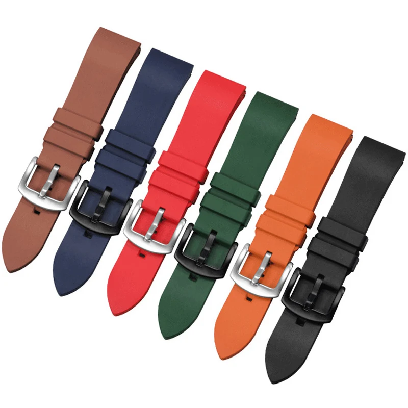 

Fluorine Rubber Watch Strap 20mm 22mm Waterproof Dust-Proof Wrist Bracelet Black Green Blue Watchband For Each Brand Watch