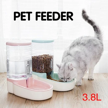 

Automatic Pet Water Feeder Large Capacity Puppy Creative Pet Food Feeder Bowl Plastic Multifunctional Drinking Dish Filter 3.8L