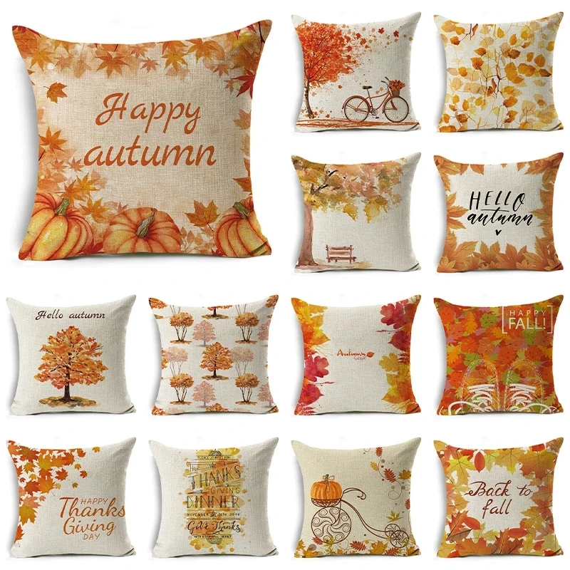 

Colorful autumn Plant Luxury Throw Pillow Case Cushion Cover Home Living Room Decorative Pillows For Sofa Bed Car 45*45 Nordic