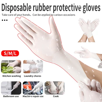 

100pcs Disposable Latex gloves White Acid and Alkali Laboratory Rubber Cleaning Universal Non-Slip Laboratory Rubber Gloves