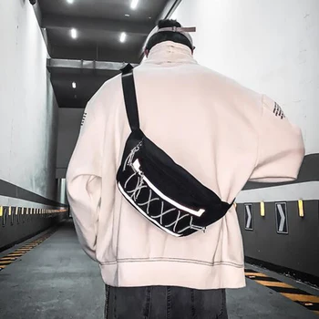 

Men Crossbody Bag Women Shoulder Bag Reflective Chest Bag Male Messenger Bag Hip Hop Belt Bag for Female