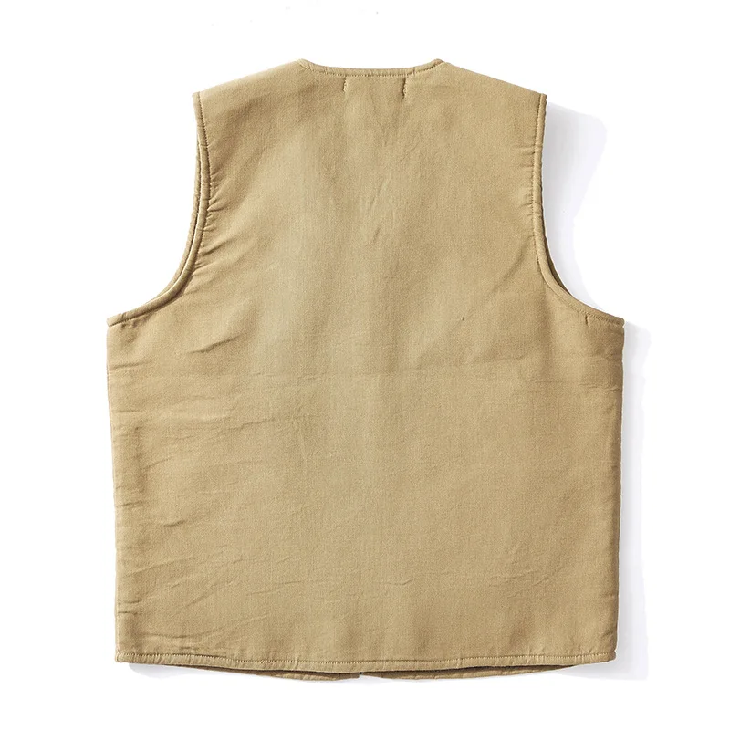 OK0403 Lamb Fleece Vest Men Winter Thicken Sport Outwear Keep Warm Zipper Pocket Decoration Solid Color Waistcoat 2