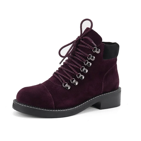 Wine red Cow Suede SOPHITINA/модные однотонные ботинки на шнуровке; Высококачественная удобная обувь из коровьей кожи на квадратном каблуке; Специальный дизайн; ботильоны; SC420 - Цвет: Wine red Cow Suede