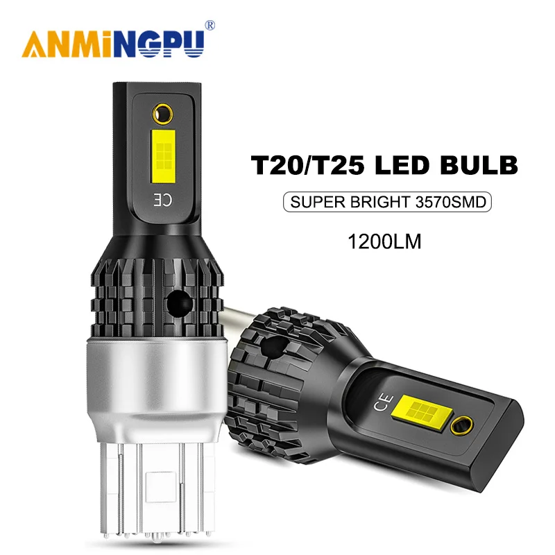 ANMINGPU 1x сигнальная лампа T20 7443 7440 Led W21W W21/5 Вт 3157 P27/7 3156 Canbus P27W 3570SMD Реверсивный
