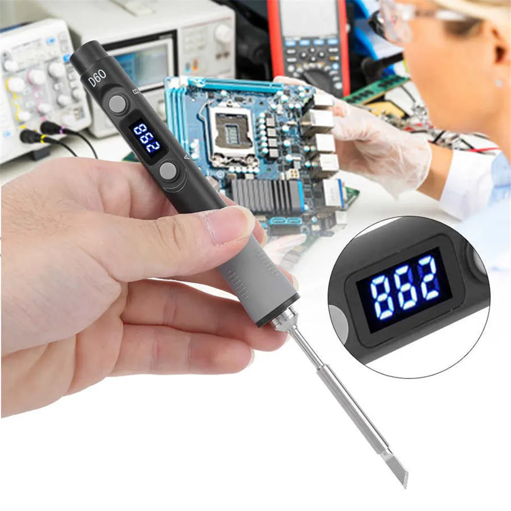

SQ-D60 60W Digital Soldering Iron Station DC12-24V Type-C Interface 100-400 Adjustable Temperature Soldering Iron Welding Kit