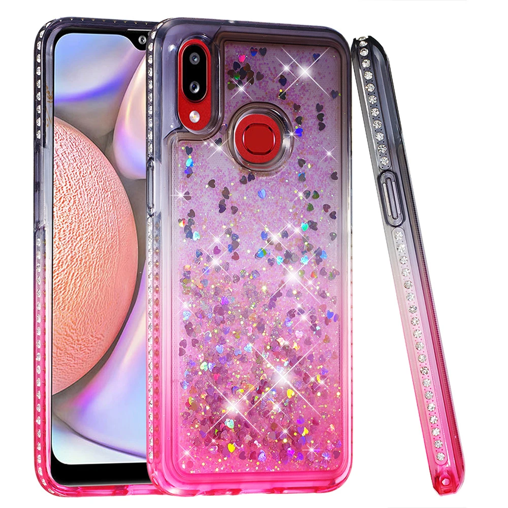 Блестящий чехол с бриллиантами для samsung A50S M30S мягкий динамическим градиентом и