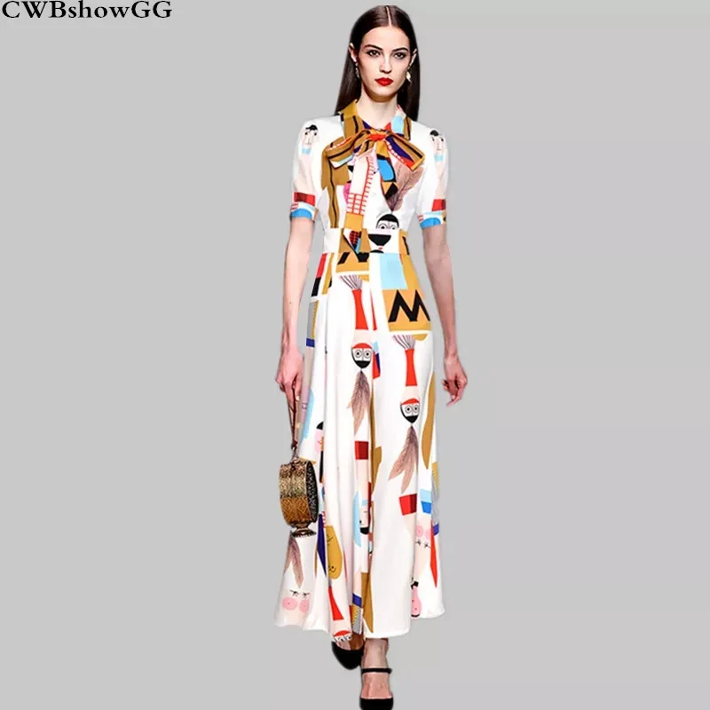 

CWBshowGG Bow Lace-Up Wide Leg Jumpsuit 2019 New Summer Cartoon Print Short-Sleeved Single-Breasted Women Shirt Jumpsuit