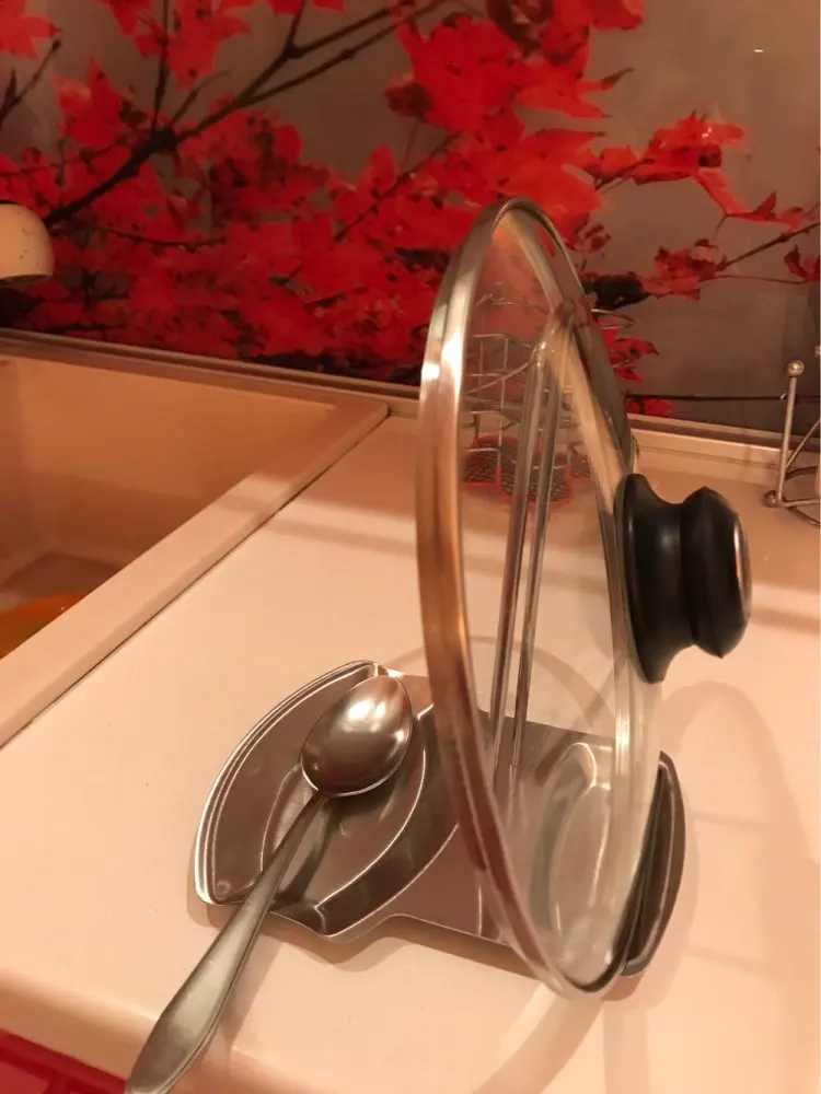Stainless Steel Pan Pot Cover Lid Rack Stand Spoon Holder Kitchen Accessories Stove Organizer Storage Soup Spoon Rests