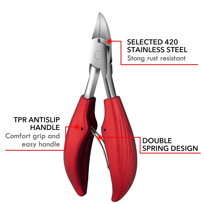 1Pcs Professional Nail Cuticle Scissors Black Red Toes Dead Skin Pliers Trimming Tonail Clipper Nipper Manicure Pedicure Tools