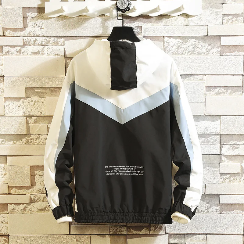 

2019 Spring MEN'S Hoodie Coat Set Men's Fashion Loose-Fit Contrast Color Two-Piece Set Beam Leg Trousers
