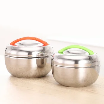 

Double Layer Stainless Steel Lunch Box Heat Thermal Food Container Travel Kids