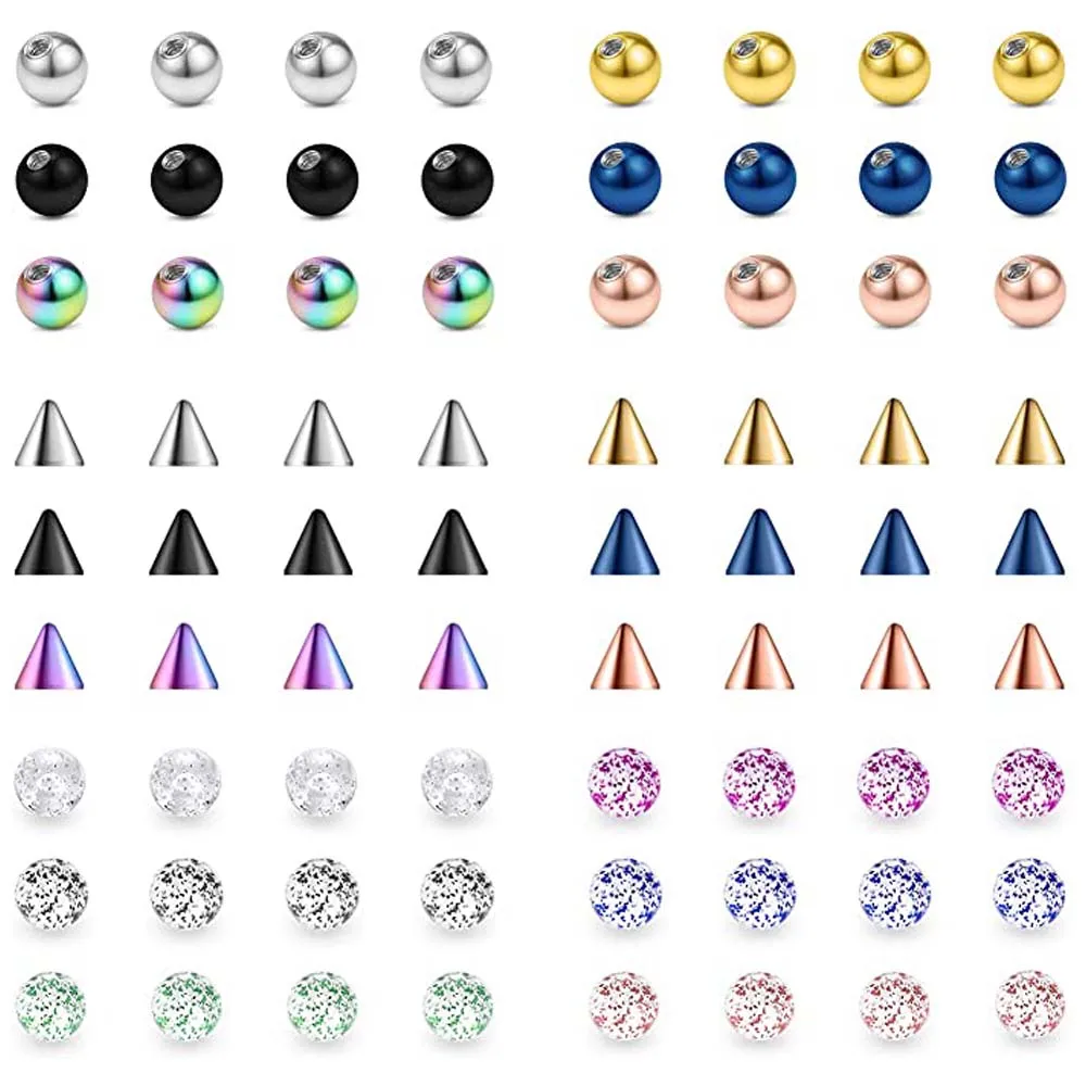72pcs 16g 3mm Replacement Balls & 14g 5mm Piercing Balls Piercing Balls