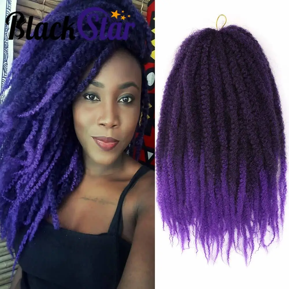 Black Star Marley Twist Crochet Braids 18 Inch Afro Kinky Twist Crochet Hair Synthetic Tone Mixed Colour Kinky Hair Extensions