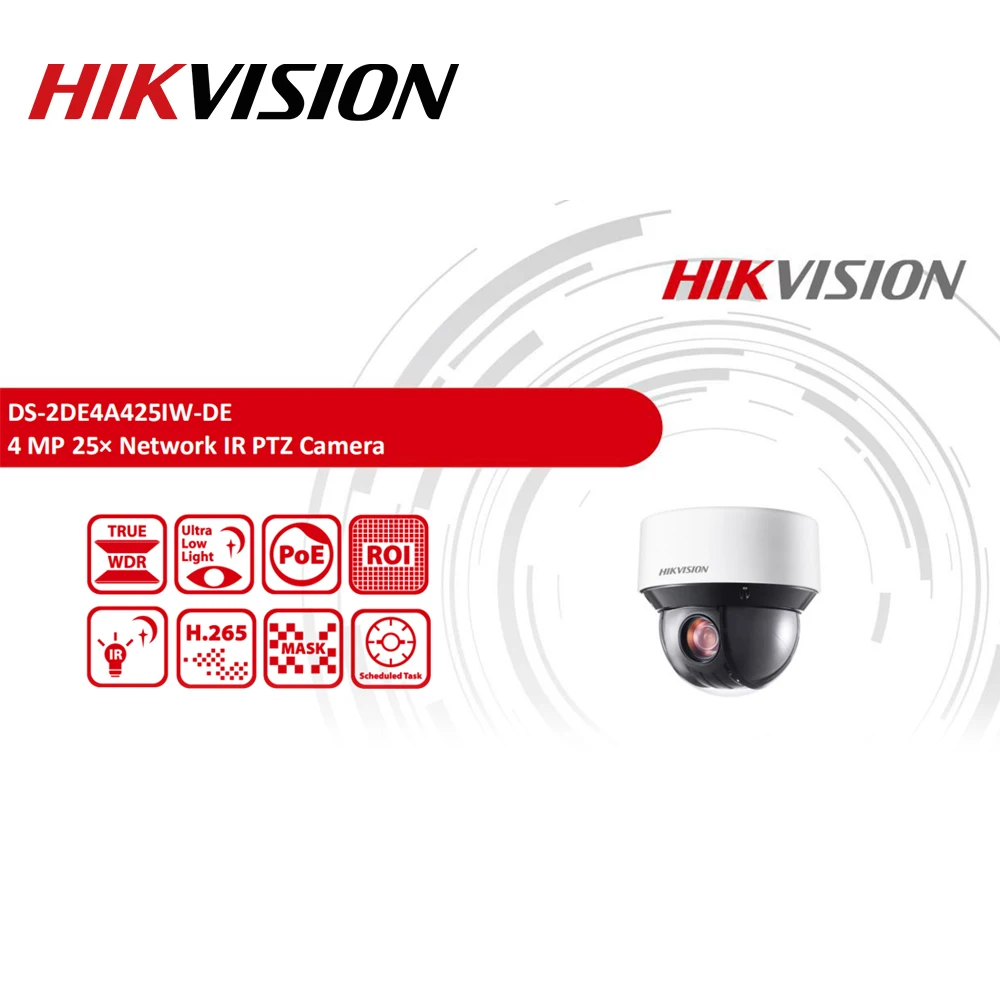 Hikvision оригинальная PTZ IP камера домашняя DS-2DE4A425IW-DE 4MP 4-100 мм 25X зум сеть H.265 IK10 ROI WDR DNR камера безопасности POE