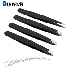 DIYWORK 4 шт./компл. Анти-статический Нержавеющая сталь Пинцет Набор «сделай сам» для бровей Промышленных Высокой Точности прямой Пинцет обслуживание инструмента