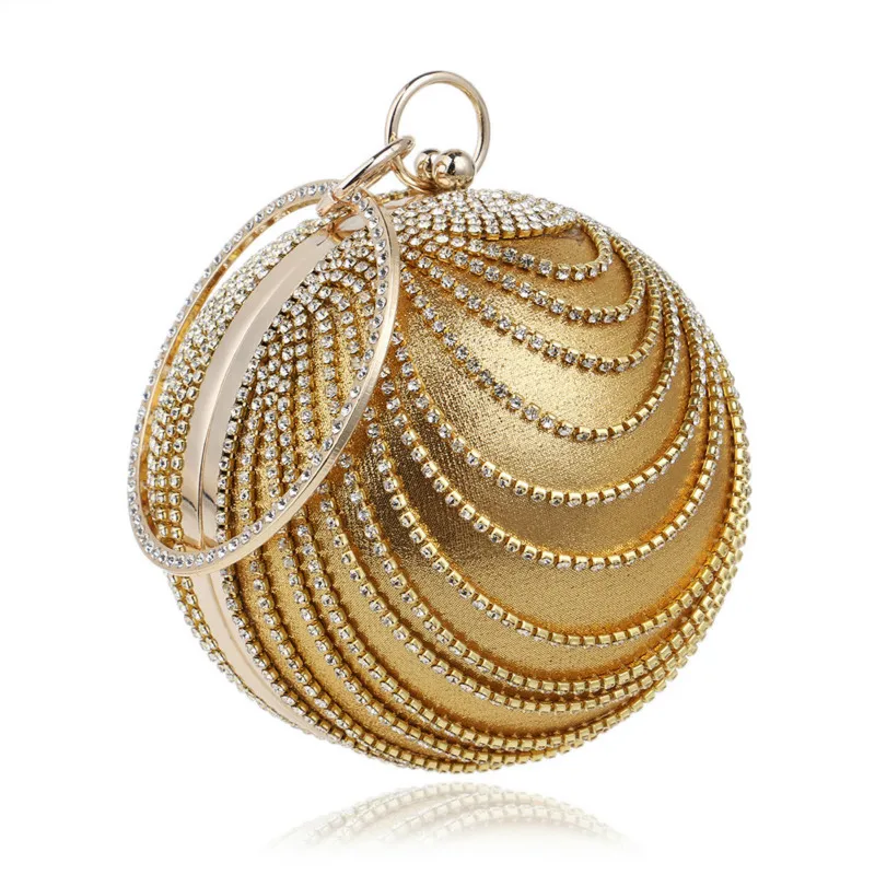 

Luxury Round Rhinestone Tassels Handbags Women Clutch Fashion Evening Bag Elegant Ladies Metal Round-handle Party Bag Purse