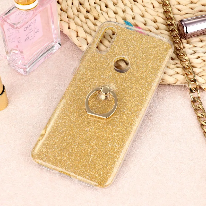 Glitter Soft Case For Huawei P30 Lite P40 Pro P20 Plus Cases Ring Stand Silicon Coque For Huawei Mate 30 Pro Mate 20 Lite Cover