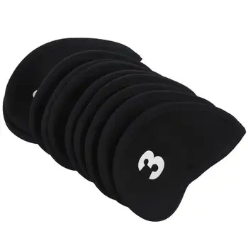 

Set of 10 Golf Iron Head Cover Neoprene Club Wedge Protective Headcovers Black