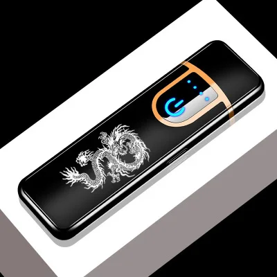 Горячая Распродажа USB металлическая зарядная Зажигалка windprood электронные зажигалки сенсорные для мужчин гаджеты Аксессуары для сигарет - Цвет: dragon