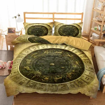 

Retro Animal Clock Timepiece Bedroom Decor Bedding Set Doona Microfiber 1PC Duvet Cover with Pillowcases Dropship