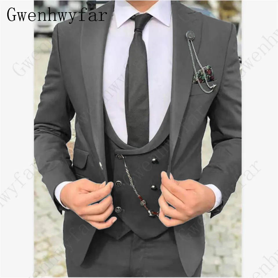Color 2 Gwenhwyfar, классический Бирюзовый мужской костюм, официальный Свадебный костюм для мужчин, на заказ, приталенный смокинг для жениха, пиджак, брюки, жилет, костюм из 3 предметов - Цвет: Color 2