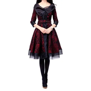 

Original Design AIGYPTOS Spring Women Vintage Elegant Slim Skirt Trench Hepburn Lace Organza Ramie Patchwork Long Windbreaker