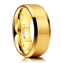 Elegant Gold Titanium Brushed Wedding Band - Matte Finish, Comfort Fit, Hypoallergenic - 10 (8mm)
