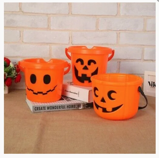 С лицом тыквы ведро с ручкой на Хэллоуин надписью Trick or treat конфеты держатель