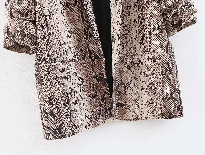 AliExpress Ebay2018 Autumn And Winter New Style Europe And America WOMEN'S Dress Roll Sleeve Design Snakeskin Suit Jacket Versit