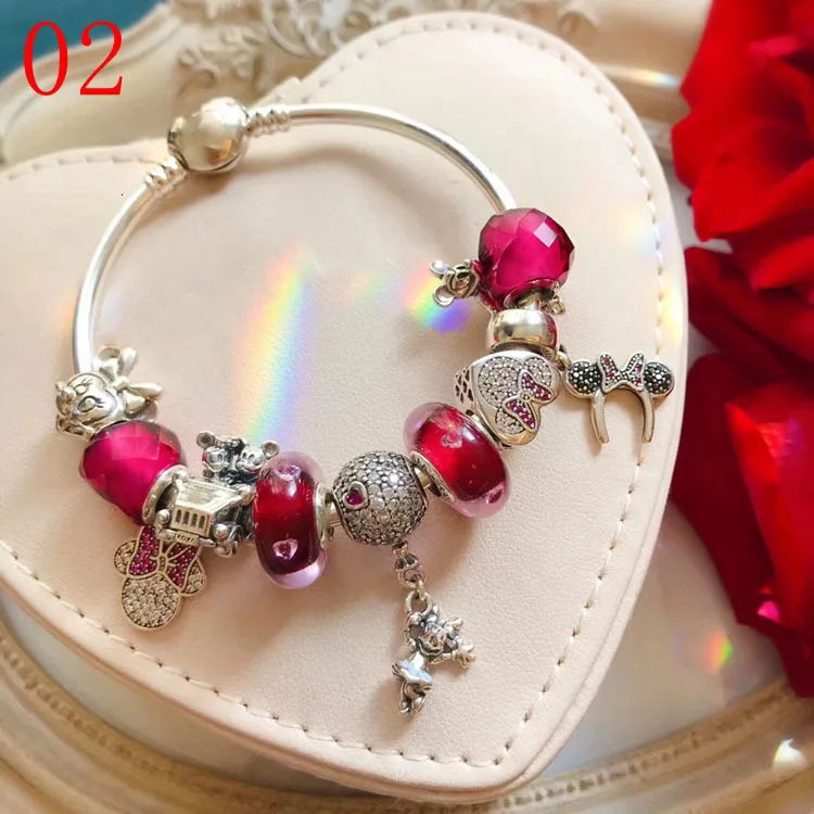 

high quality 1:1 100% 925 silver sterling pink pearl mouse arch freight wristband free