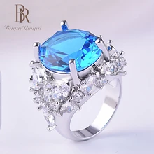 Bague Ringen, роскошные 925 пробы, серебряные кольца для женщин, Овальные, аквамарин, драгоценный камень, для свадьбы, вечеринки, хорошее ювелирное изделие, кольцо,, подарки