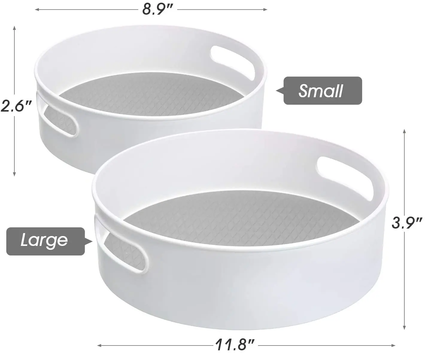 Plastic Lazy Rotating Storage Container-Non-Slip 9" & 12" Rotating Organizer tray for Kitchen Pantry, Cabinet, Bathroom