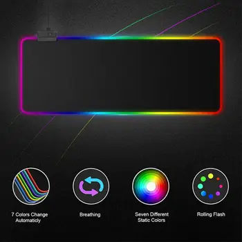 

Gaming Mouse Pad RGB USB 7 modes Lighting LED Light Extended Illuminated Keyboard Non-slip Blanket Mat 800*300