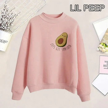 

Harajuku Lets Get Smashed Avocado Sweatshirt Harajuku Casual Streetwear Womens Long Sleeve Tops Kpop Hoodies Pullovers Clothes