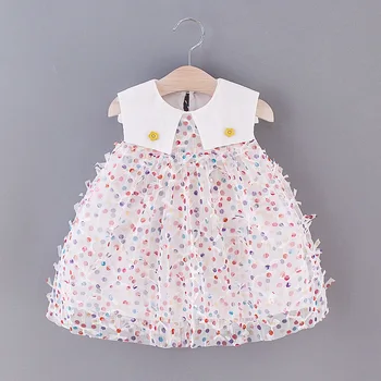 

Cute Girl Dress Dot Printed New Summer Girls Clothes Flower Princess Dresses Children Clothes Baby Girls Paty Dress Casual Wear